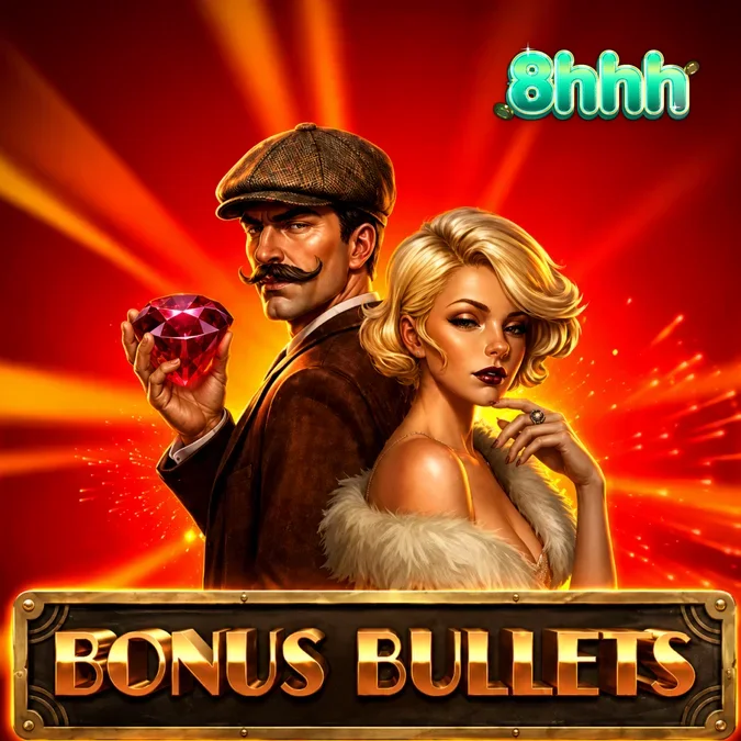 Tampilan antarmuka permainan slot Bonus Bullets dengan tema koboi yang modern